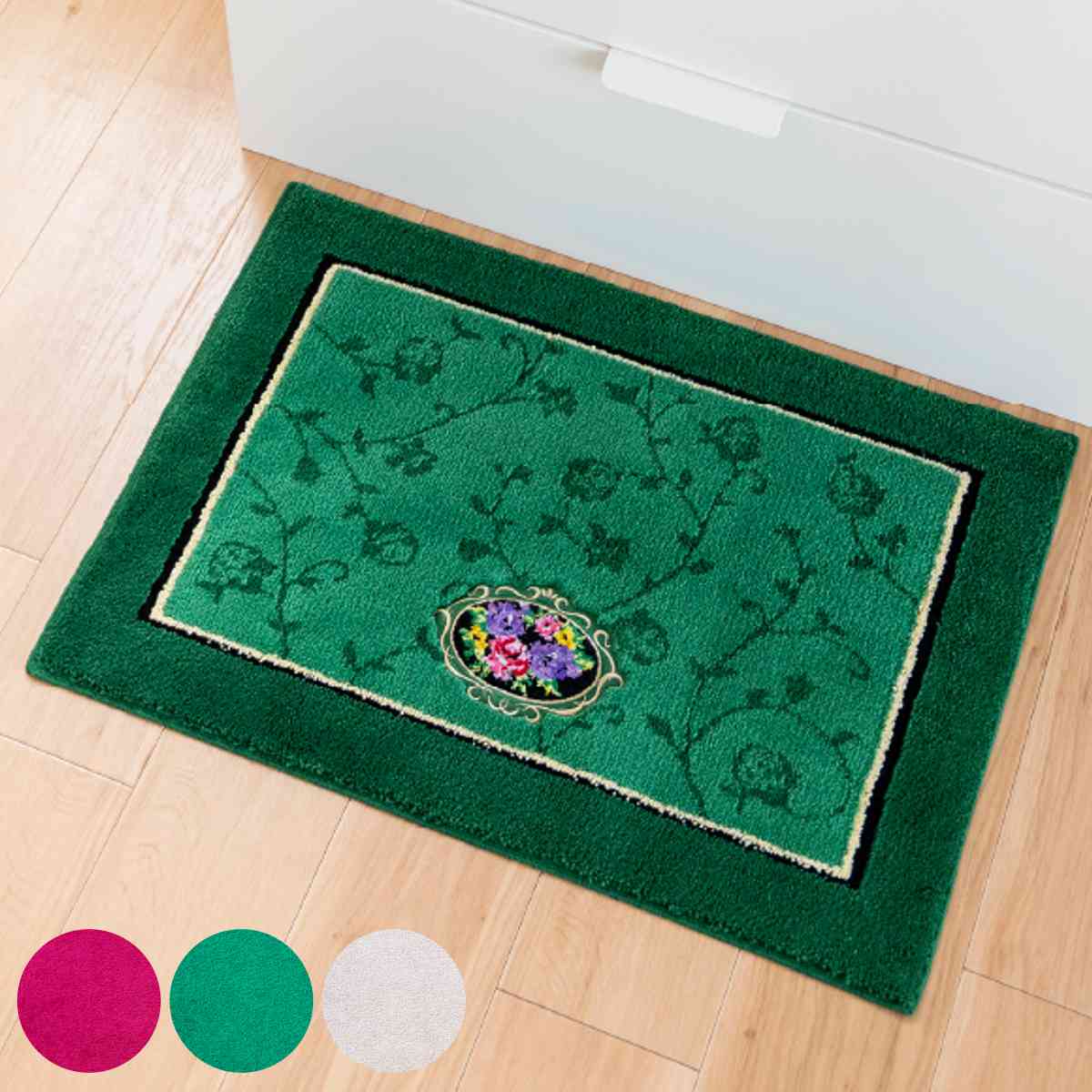 洗面マット シェニールロゼ 約50x70cm 洗面台 マット 足元マット バスマット すべり止め 洗える 日本製 お風呂マット 足拭きマット 50x70 ふかふか ウィルトン織り ピンク