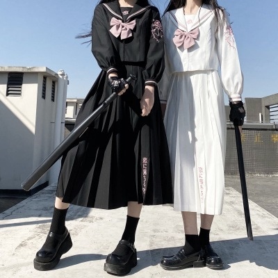小瑾オリジナル新品正統JK制服スカート白バラ騎士双子暗黒不良ロングスカートセット春秋仕事通勤OL女性オフィスカジュアル結婚式20代30代40代