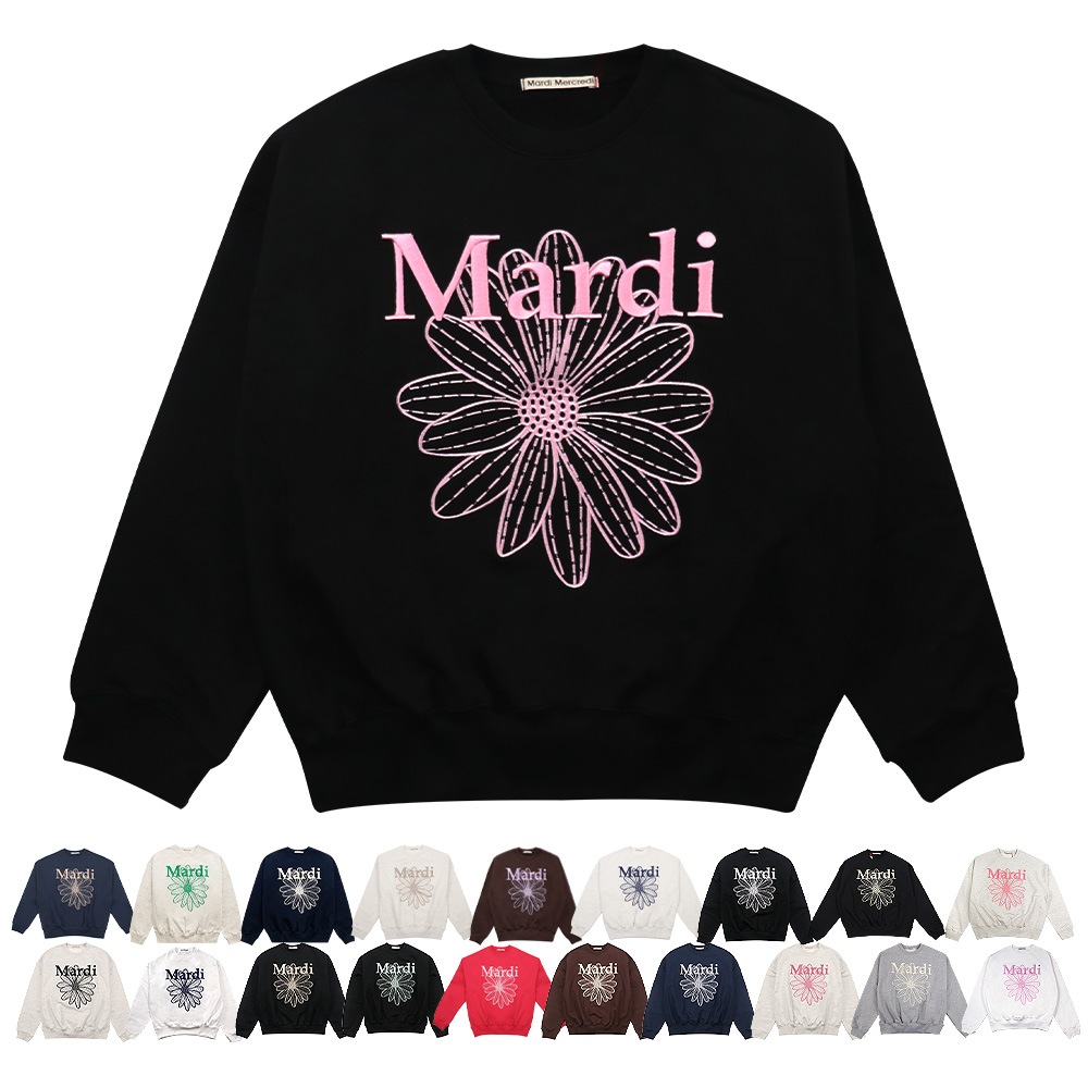 SWEATSHIRT FLOWERMARDI NEEDLEWORK 長袖 レディース 韓国 ファッション アパレル 刺繍 ロゴ