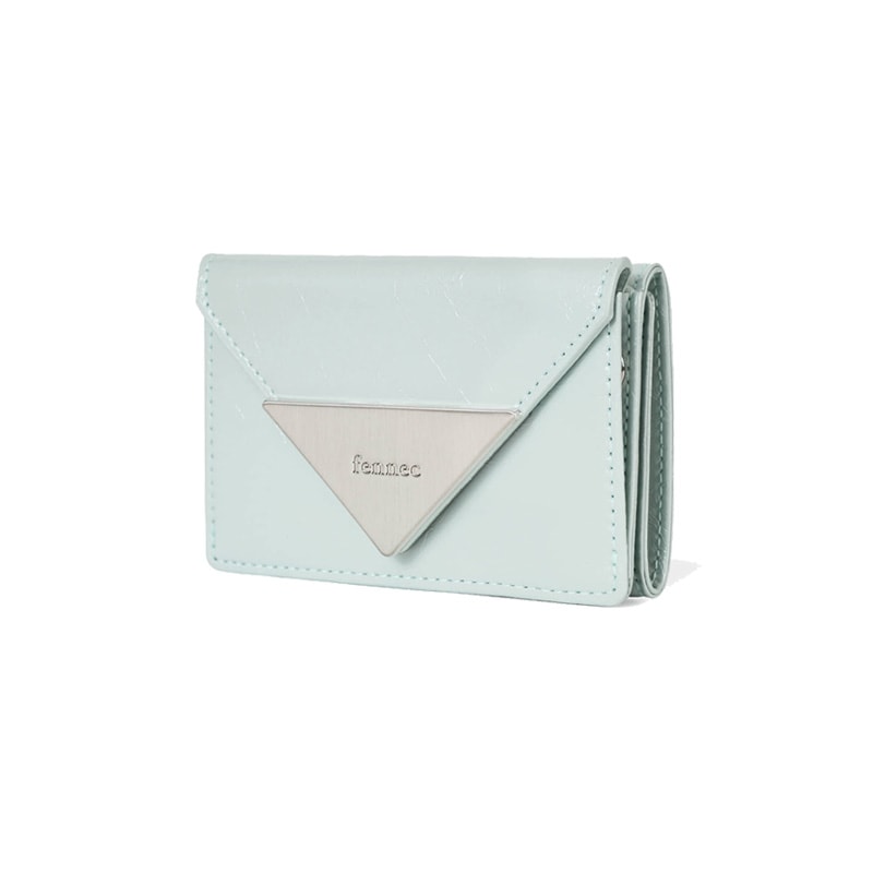 CRINKLE TRIANGLE TRIPLE WALLET - PALE MINT