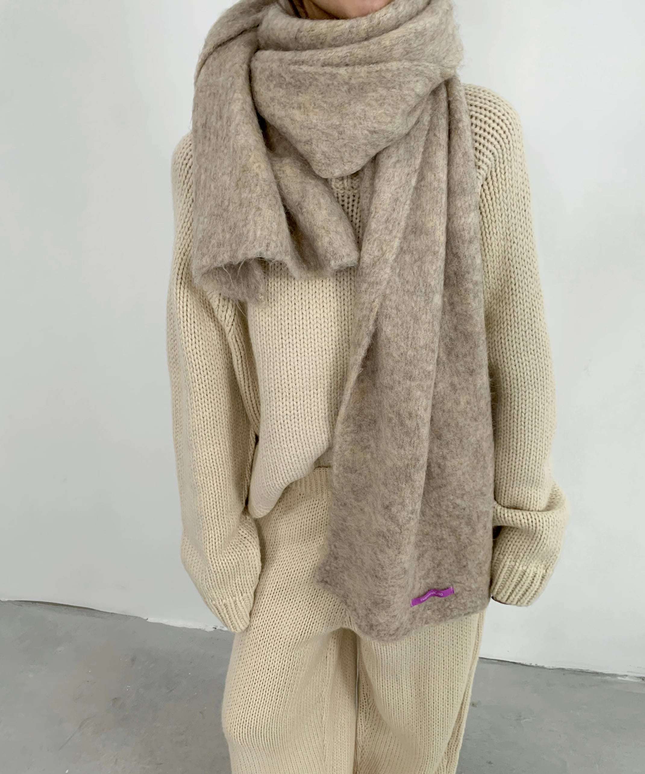 ウールブレンド モヘア マフラー 韓国 ストール 秋冬 ストリート 無地 ホームパーティーアイテム カーキ 謝恩会 結婚式二次会 ラウンジウェア スケーター ウール かわいい 大人可愛い きれいめ