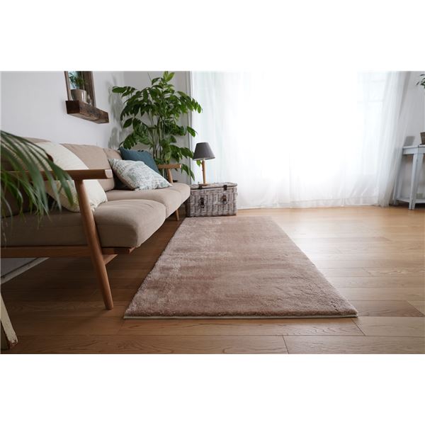 ラグ マット 絨毯 約幅95×長さ190cm ミルクティー 洗える 滑り止め クッション性 ホットカーペット対応 トシシミズ リビング