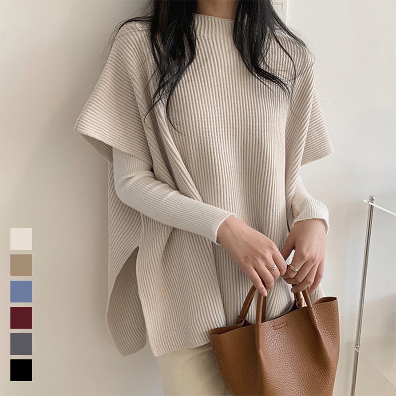 トップス 上着 ケープ セーター ニットトップス 伸縮性 無地 カジュアル シンプル きれいめ おしゃれ 女子会 二次会 同窓会 入学式 レディースファッション 20代 30代 40代 50代 60代