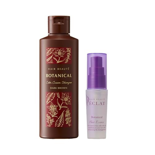 【セット】ボタニカルカラークリームシャンプー ダークブラウン（200ml）+ヘアボーテエクラ ボタニカルヘアエッセンス（30ml）カラーシャンプー ボタニカルシャンプー 母の日 ギフト