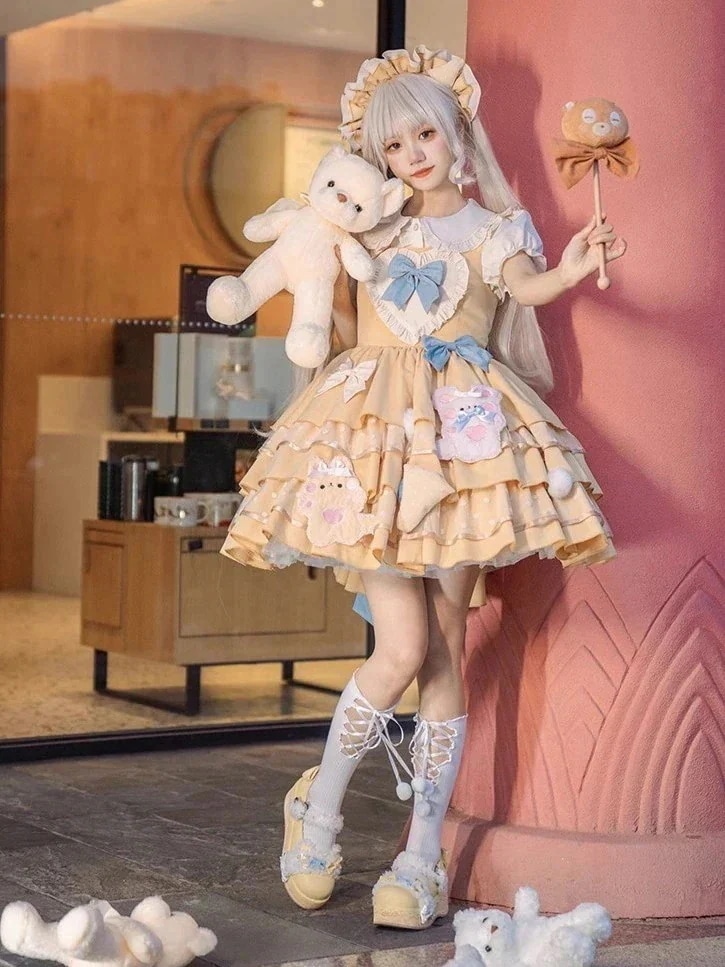 ワンピースドレスドレス豹が猫オリジナルlolitaベアーチーズワンピースロリータ単スカート無インナー829