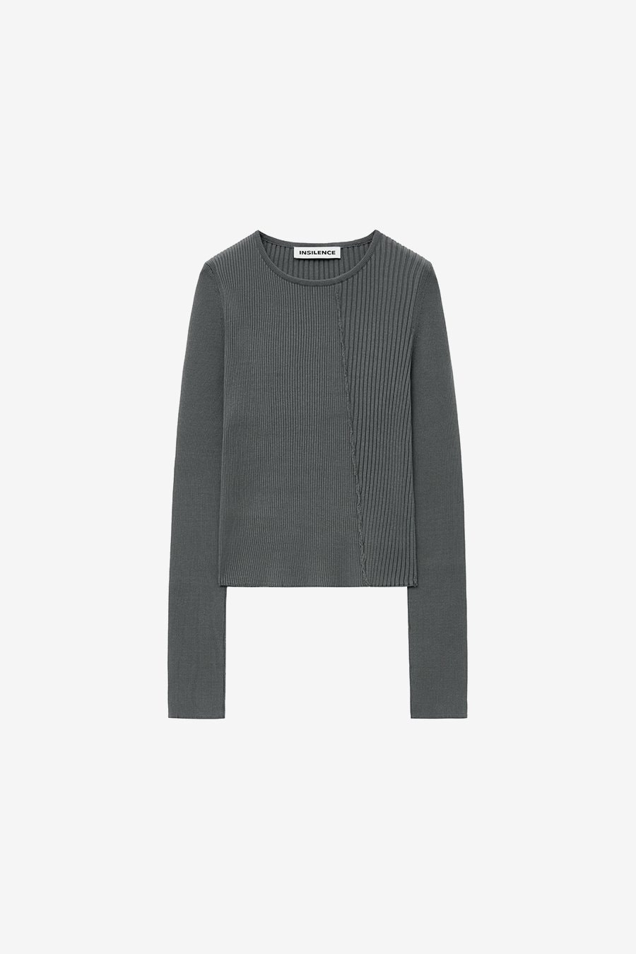 【INSILENCE】 MIX-STRUCTURED KNITWEAR : CHARCOAL