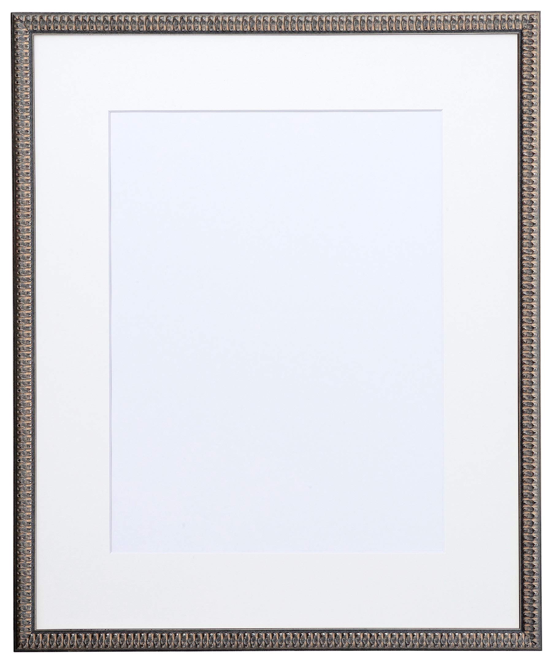 ラーソン・ジュール 額縁 ロミオ 水彩F4S (内寸443×352mm)中抜きマット (窓寸319×228mm)付き シルバー×ブラック 461×370×23mm額縁の深さ:12mm