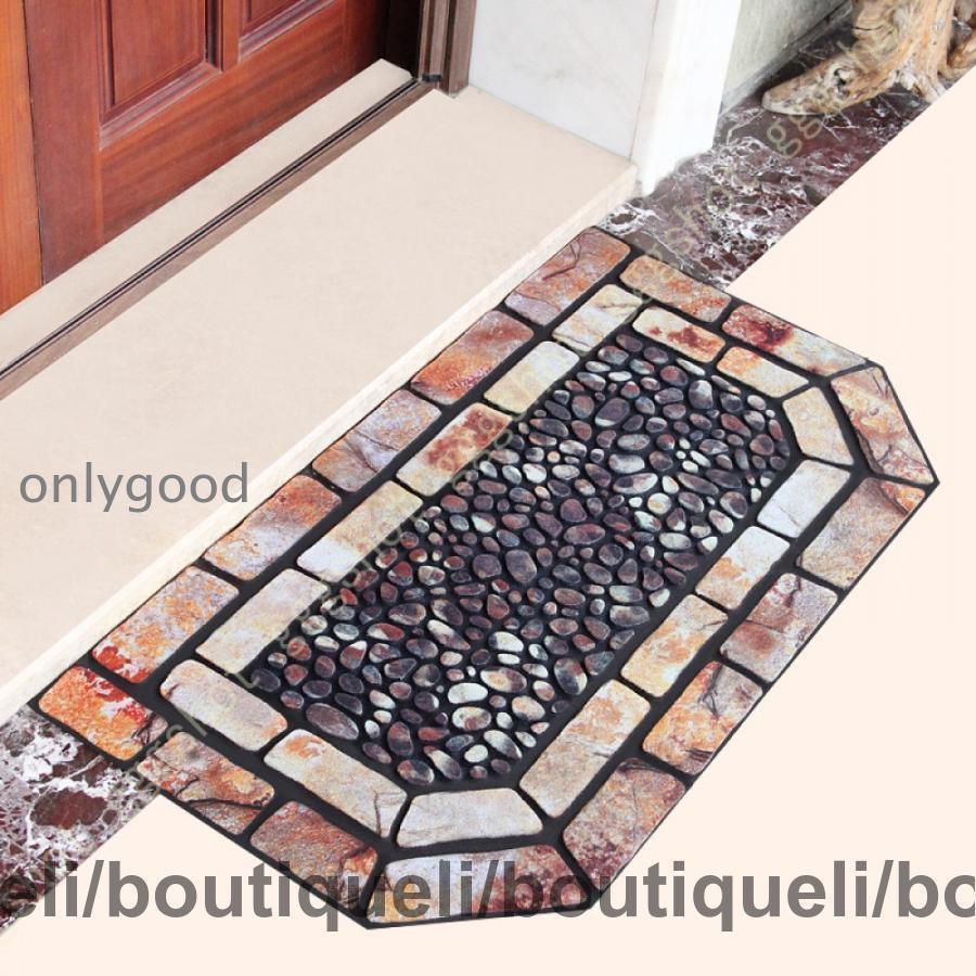 屋外 玄関 マット おしゃれ 北欧 石タイル調の階段マット ゴム製 オーロラタイプ 石目柄 洗える 薄い 泥落とし ラバー 雪 滑り止めマット 滑りどめ 玄関 外
