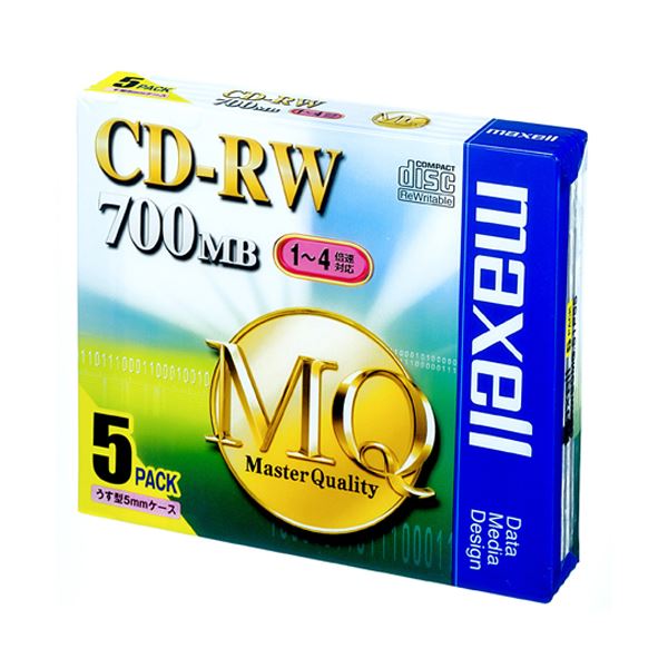 (まとめ) マクセル データ用CD-RW 700MB 4倍速 ブランドシルバー 5mmスリムケース CDRW80MQ.S1P5S 1パック(5枚) (×10セット)