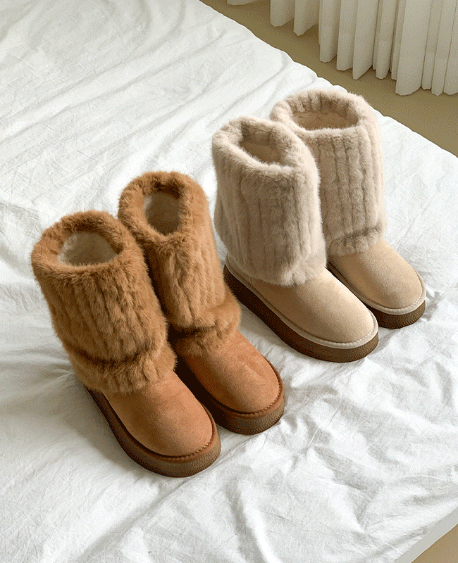 [MILOVANY] チュラス折りたたみウォーマーミドルブーツ3.5cm 5,330円