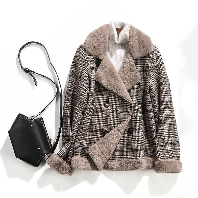 スーツジャケット レディース テーラードジャケット 秋冬 チェック柄ツイードブレザー モコモコ 暖かい 裏ボアアウター 着痩せ オフィス 通勤 オシャレ大人