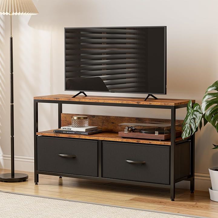 収納チェストロータイプ テレビ台 テレビボード 引き出し ローボード テレビラックワイドチェスト大容量収納 42 32インチ 50型まで対応 省スペース( ブラック, 幅98CM)