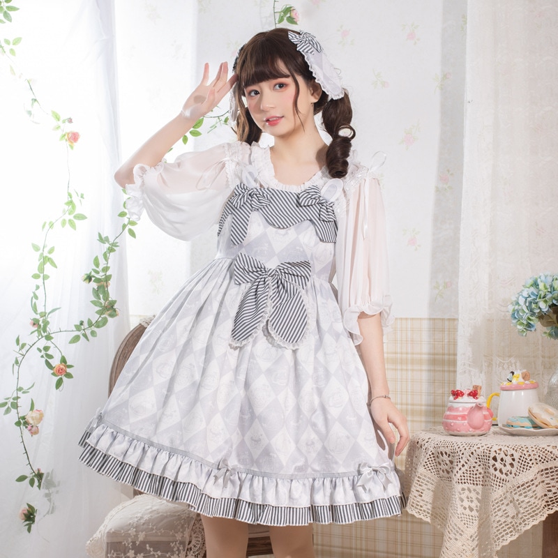 ロリータ ウッド 耳飾り かわいい サスペンダー JSK スカート ロリータ ドレス ドレス プリンセス スタイル ドレス