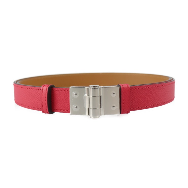 新品未使用展示品 HERMES エルメス ベルト 074487CKI6 CEINTURE FEMME CHARNIERE 22 セリエ ヴォーエプソン レザー ROSE ピンク系 ブラウン系 シルバー