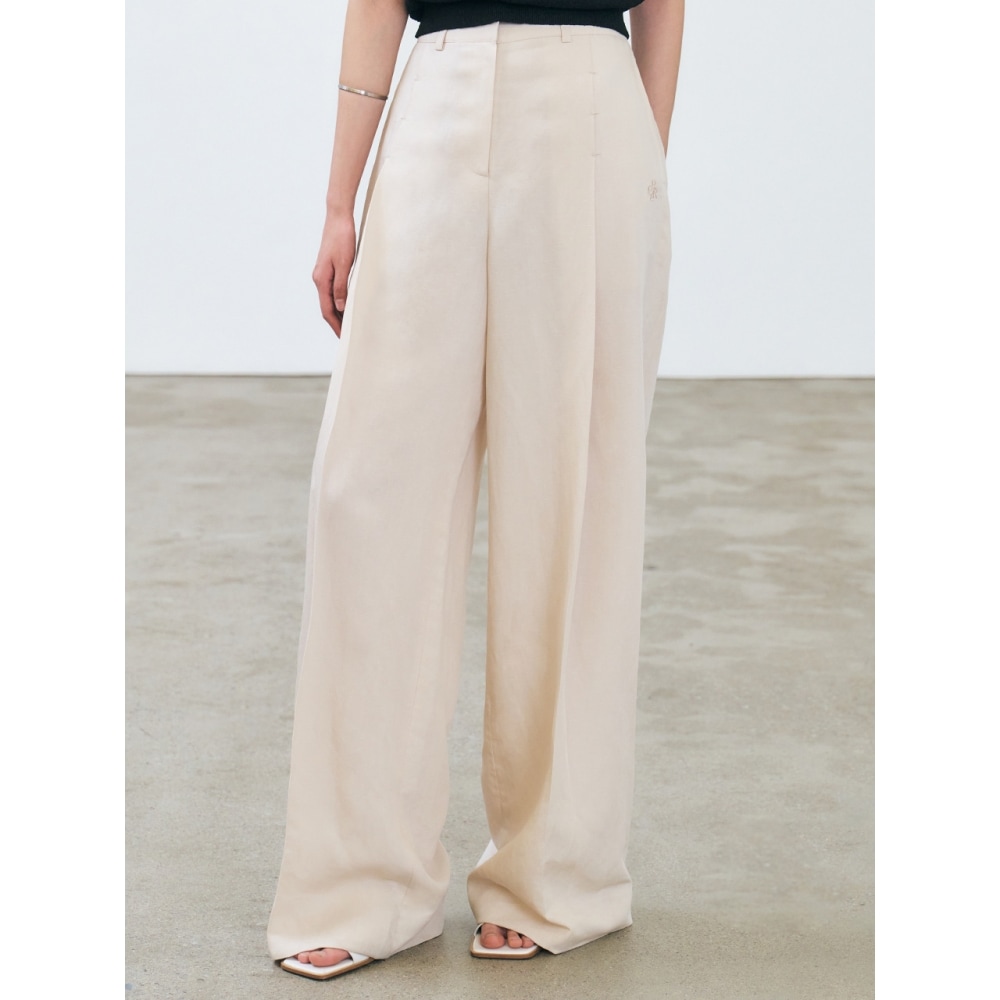 シティブリーズリネンワイドパンツベージュ