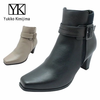 Yukiko Kimijima ユキコ キミジマ レディース ショートブーツ 1035 レザー ファスナー 3E 本革 6.5cmヒール スクエアトゥ ブーティー