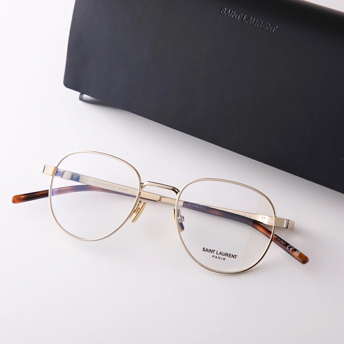 SAINT LAURENT サンローラン メガネ SL 555 OPT レディース ボストン型 メタルフレーム 細フレーム クリングスタイプ 眼鏡 ロゴ 003/GOLD-GOLD-TRANSPARE 20,777円