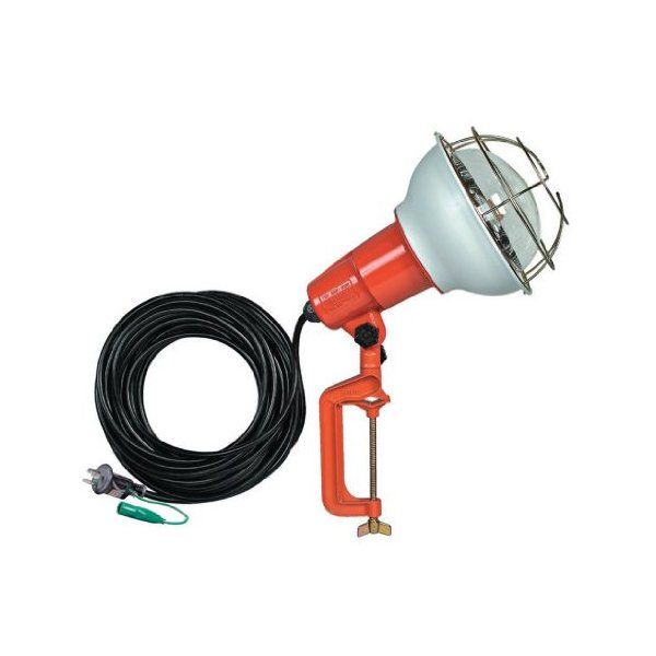 防雨型作業灯 リフレクターランプ500W 100V接地付10m バイス付 メーカー直送