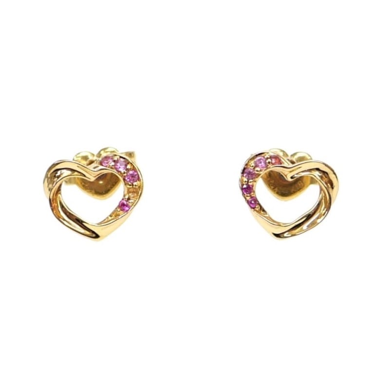 STARJEWERY ハートモチーフ ピアス 18金 ピンクサファイア /ゴールド/K18YG 【中古】(64474) 22,000円