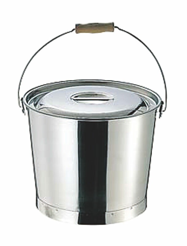 大屋金属 18-8プレスバケツ 15L（木柄取手） 本体（蓋別売）