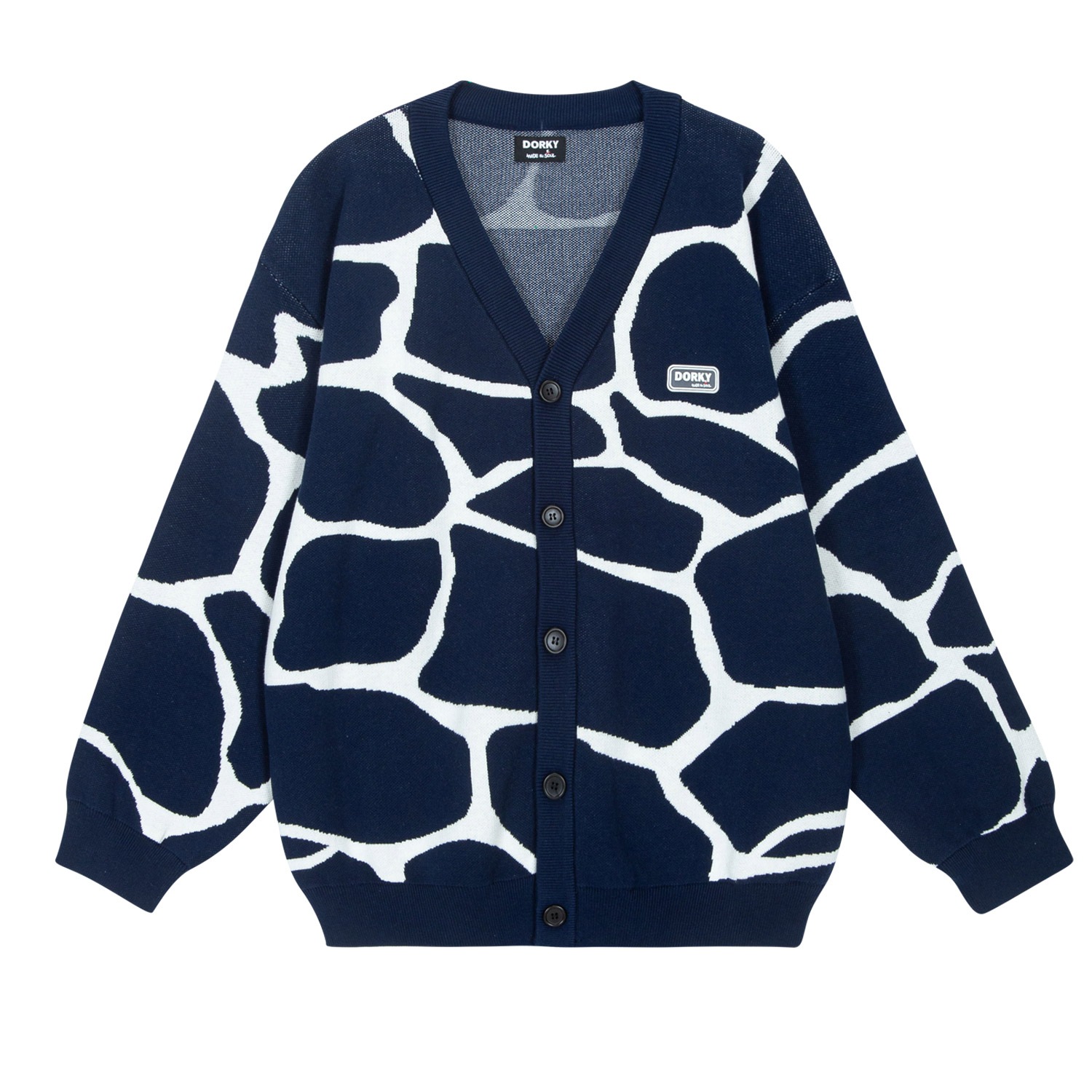 ANIMALS PATTERN CARDIGAN NAVY