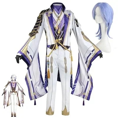 文化祭 大人用 イベント クリスマス ハロウィン かつら 舞台 ステージ服 仮装 変身 コスチューム COS 磐祭葉守 コスプレ 神里綾人 コスプレ衣装 Genshin 原神 スーツ ハロウィン 20
