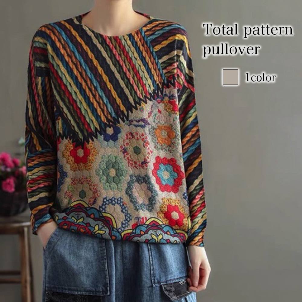 Tシャツ レディース 総柄プルオーバー 40代 カジュアル キャンバー コーデ ブラック 冬 大人 長袖 スポーツ かわいい ロング 人気 ブラウス 秋 カットソー 春 厚手 Vネック 無地 おしゃれ