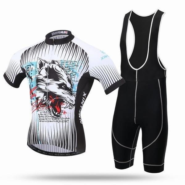 サイクリング裏ウエア 吸汗 速乾 上下2点セット メンズ スカル バイク 運動 自転車ウェア サイクルウェア 半袖 ジャケット