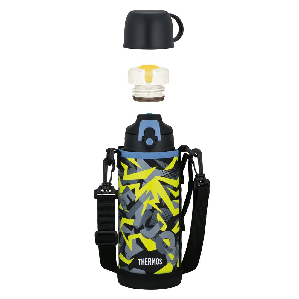 即日発送 サーモス 水筒 真空断熱2ウェイボトル 0.8L/0.83L ブラックイエロー 直飲み コップ付き 子供用 通園通学 FJJ-802WF BKY