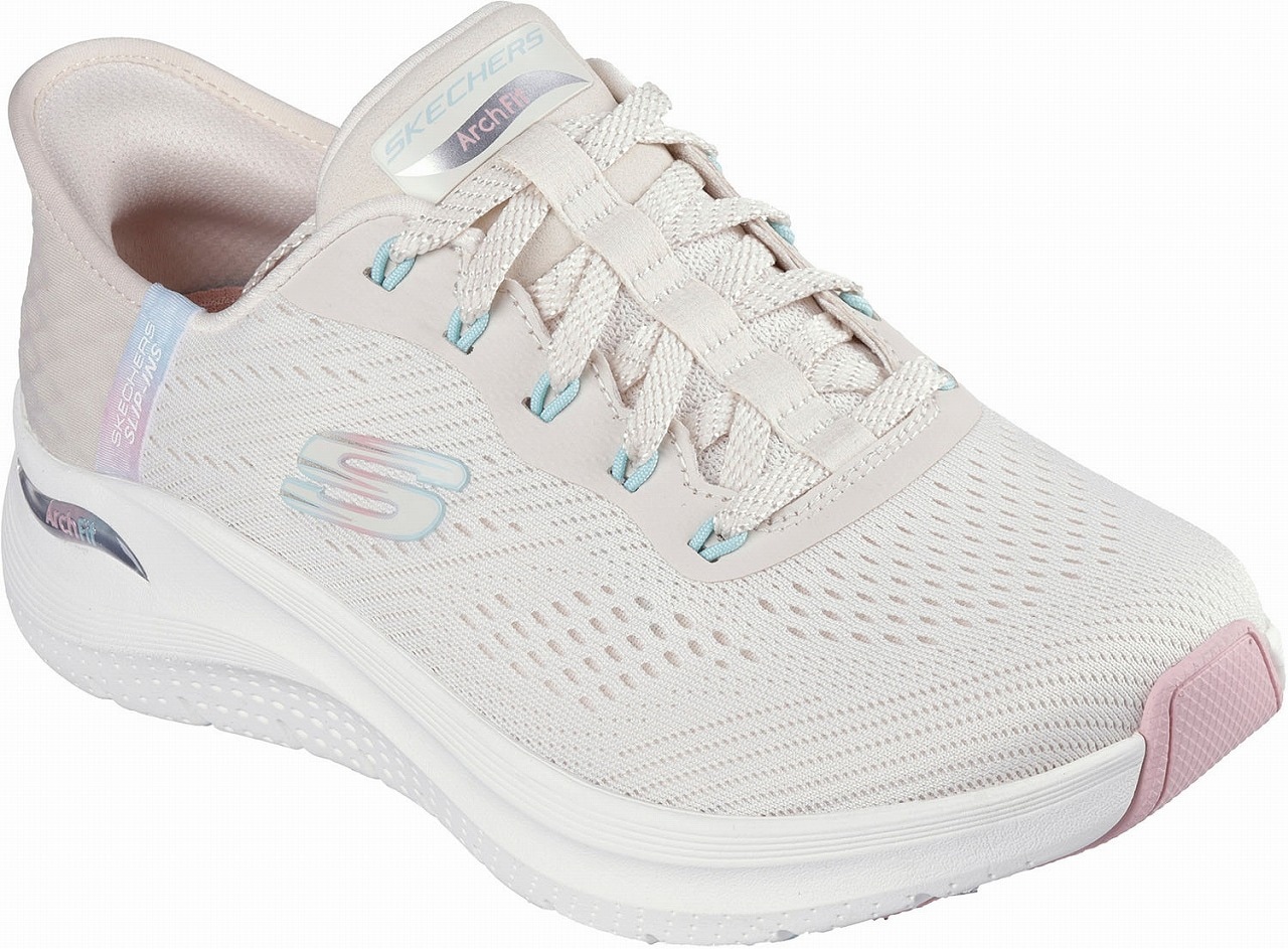 スケッチャーズ SKC-150066-NTPK-23.5 レディース スニーカー スリップインズ アーチフィット 2.0 イージー シック（ナチュラル/ピンク・サイズ：23.5cm） SKC1500