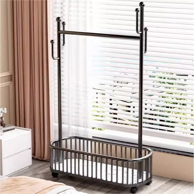 保管服バスケットハンガーは床なしで移動できます床を乾燥させる衣服の乾燥ベッドサイド服ハンガー床から天井までのベッドルーム統合コートラック