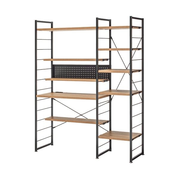 ウッドシェルフ 約幅1265x奥行420x高さ1625mm オーク/サンドブラック