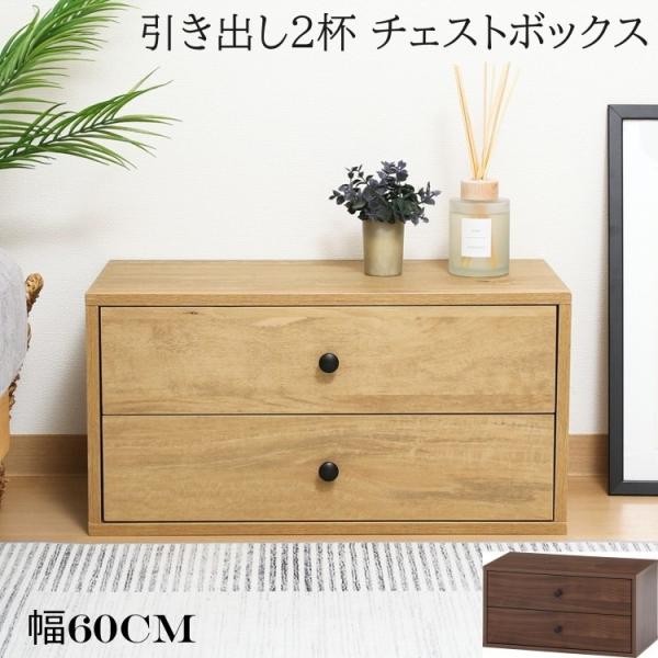 引き出し2杯付 コネクトボックス チェスト 幅60cm 工具不要 簡単組立 ラック収納 連結 コンパクト 収納BOX タンス