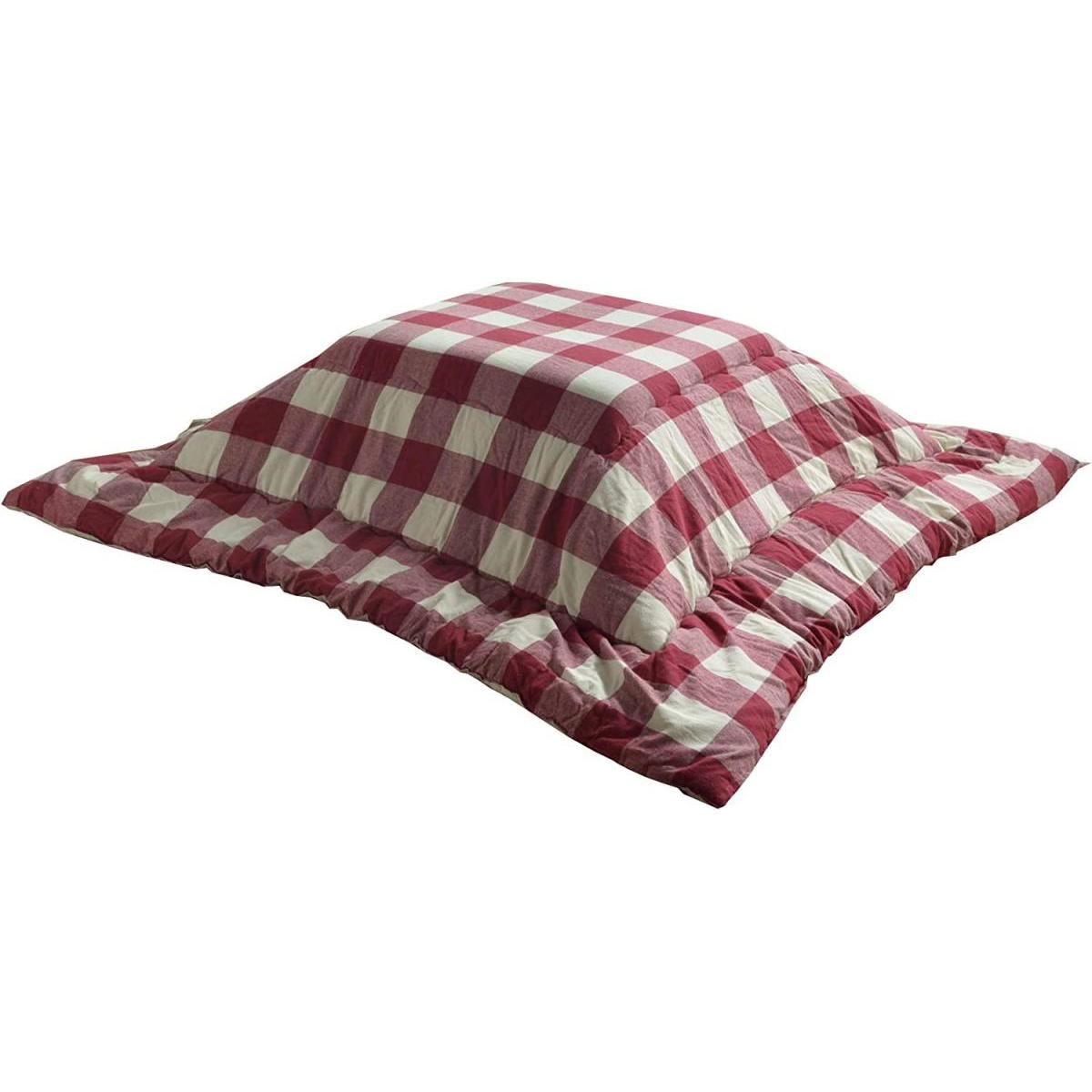 【i】【代引不可】 イケヒコ こたつ布団 正方形 205×205cm オーブ 赤 ローズ チェック インド綿 #5192219 ふかふか シンプル【北海道・沖縄・離島不可】 7,992円