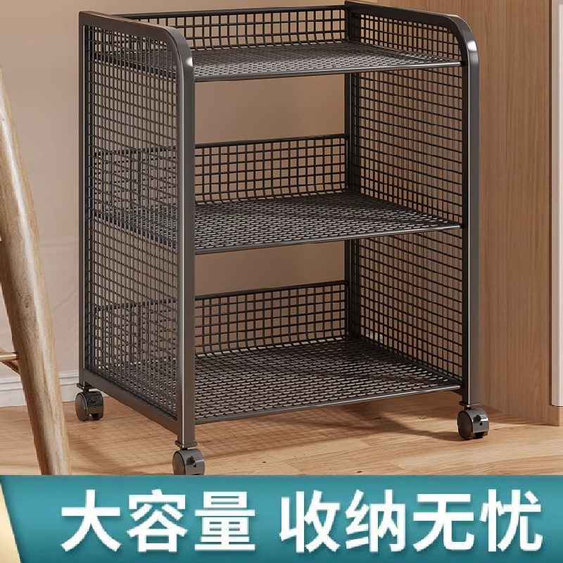 学生の寮の本と材料の机の下の本棚の本の下の本棚の本の下にあるマルチレイヤー可動貯蔵カートリビングルームマガジンキャビネット