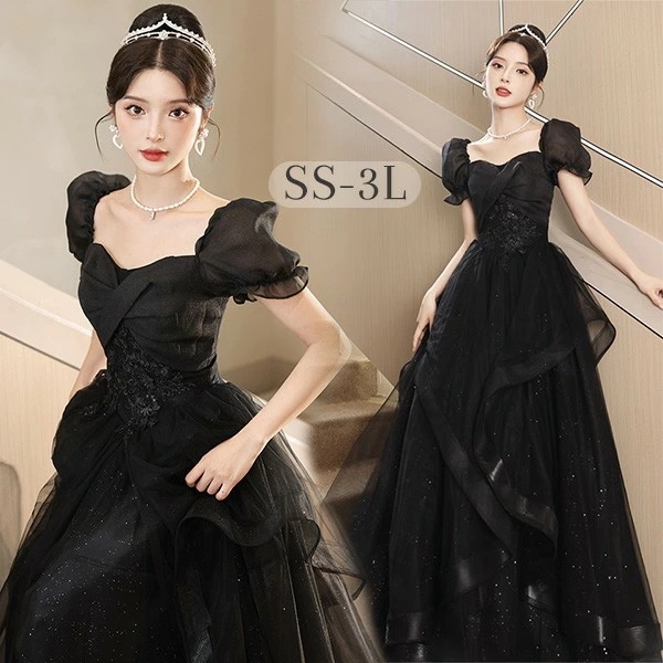 ドレス 大人 ピアノ 発表会 ロング丈 ぽっちゃり 大きいサイズ イブニングドレス 演奏会 ピアノ発表会 袖付き ワンピース Aライン ステージドレス 二次会 女子会 成人式 パーティードレス 大人可