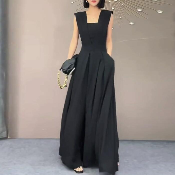 ワイドレッグ ジャンプスーツ サロペット オールインワン コンビネゾン ワンピース レディース エレガント きれいめ カジュアル おしゃれ ノースリーブ 大人 可愛い フェミニン ロング丈
