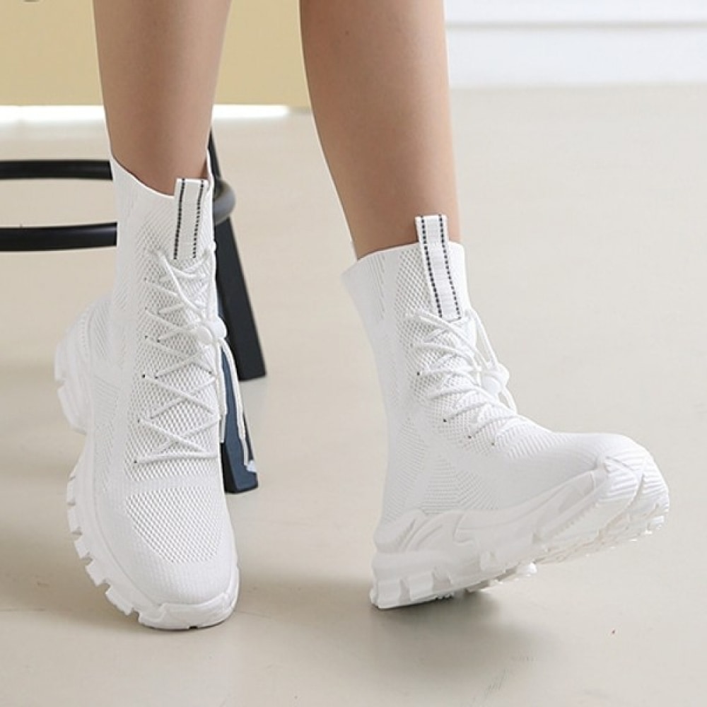 [Ninas Paris] シボリメッシュミドルスパンスニーカー