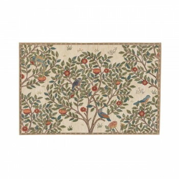 川島織物セルコン Morris Design Studio ケルムスコットツリー マット 約60x90cm FH1711A I アイボリー