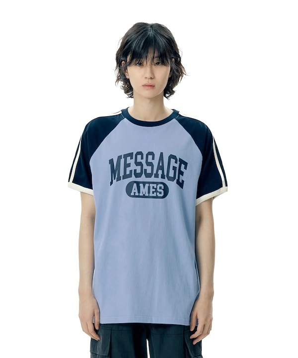 ★AMES-WORLDWIDE★LINETAPE RAGLAN LONGSLEEVE TEE BLUE★人気 아메스 월드와이드(AMES-WORLDWIDE) LINETAPE RAGLAN LONGSLEEVE