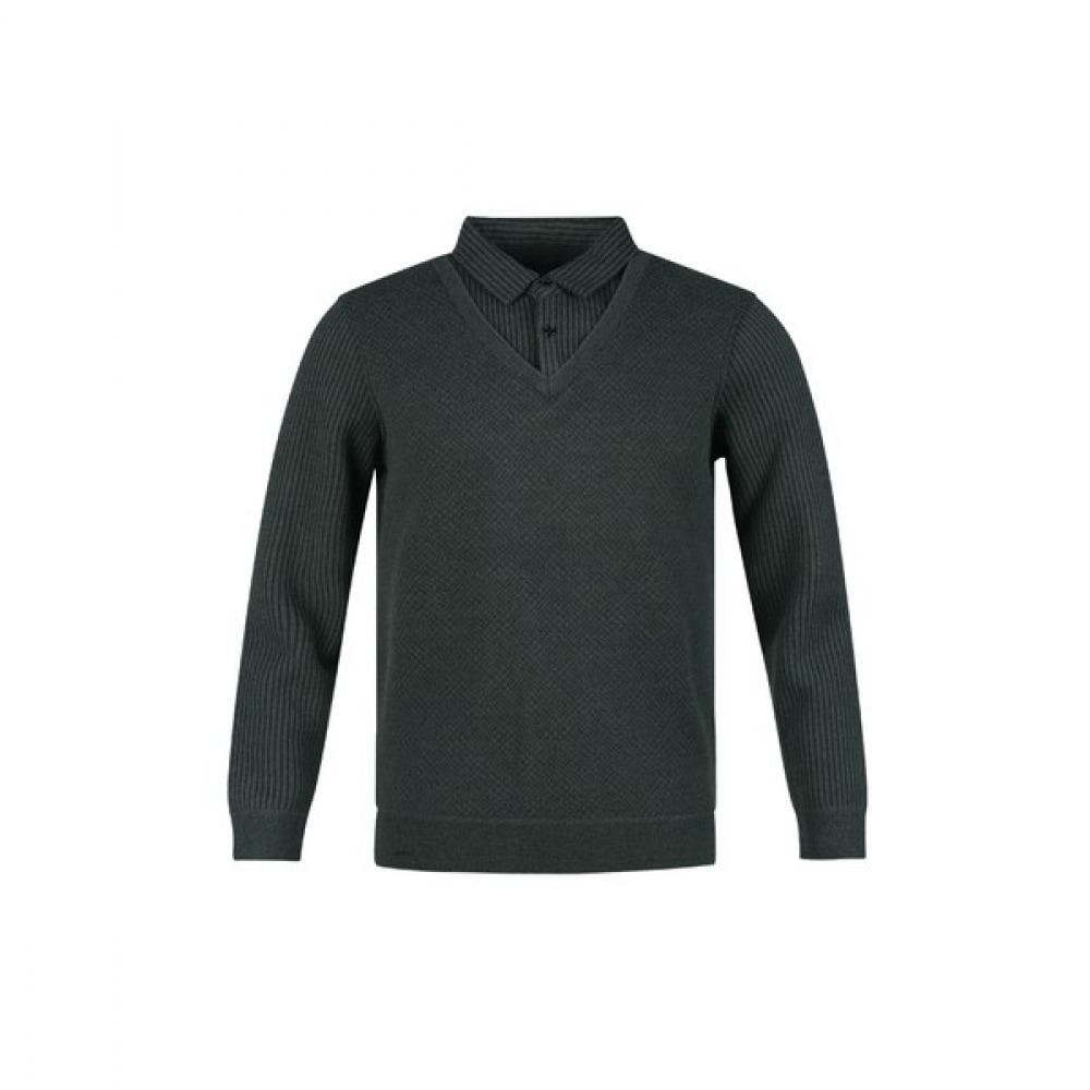 (Luxgolf) Luxgolf Lucene メンズレイヤードフリース起毛ロングスリーブゴルフシャツ BLU4W411