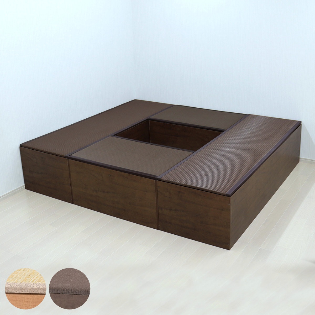 樹脂畳ユニット Bセット ハイタイプ 幅180cmx2 幅90cmx2 収納付ベンチ 高さ45cm 畳 小上がり 収納 ベンチ 収納ボックス セット 掘りごたつ 和モダン 和風 シンプル