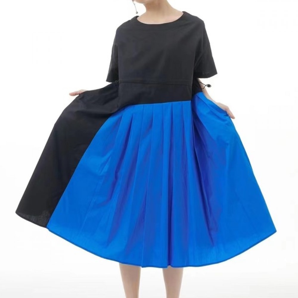 (UNIKE) ウエストハーフスプリット半袖ワンピース