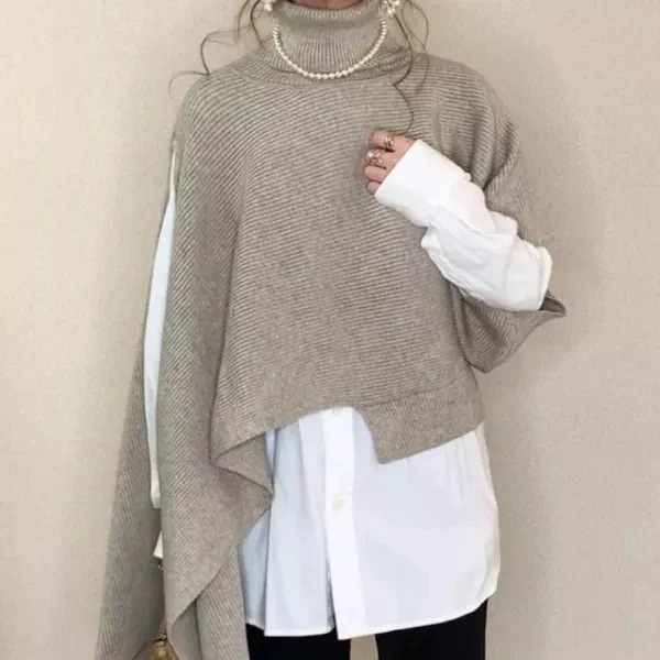 【絶対流行】 秋服 不規則 デザイン感 ハイネック 無地 スリット ニット ベスト