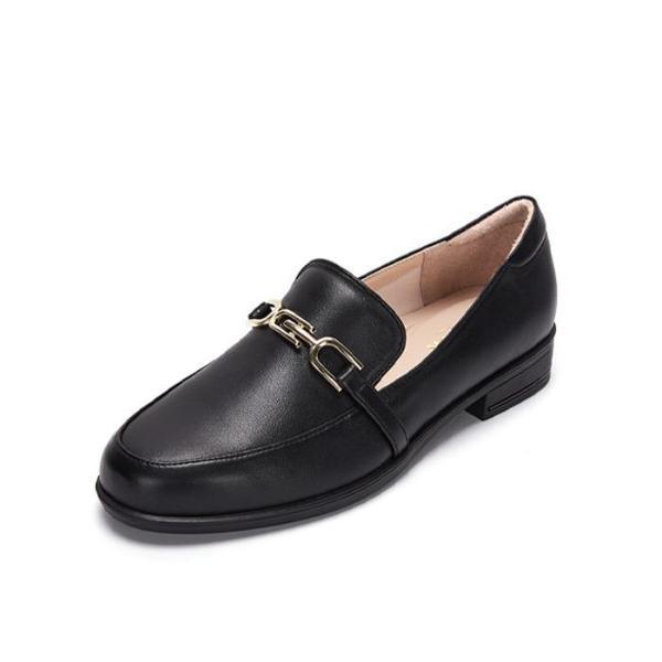 セーブゾーン07 女性 金メッキ チェーン ローヒール 2cm 女性靴 一般 カジュアル ブラック 516322206QA (S18627073)