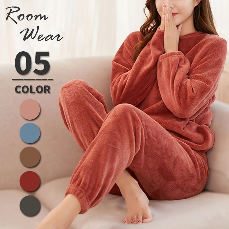 ルームウェア もこもこ セットアップ 最大78 オフ パジャマ 上下セット 冬 綿 長袖 パンツ 部屋着 レディース