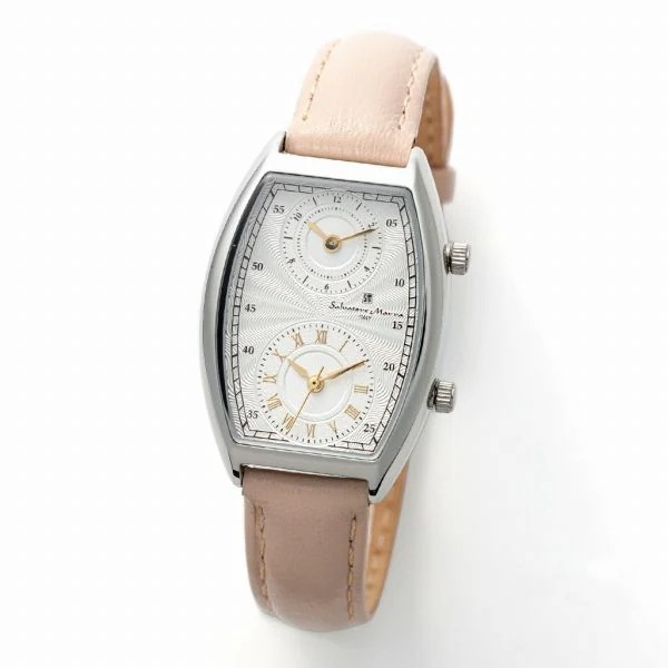 取寄品 正規品 Salvatore Marra 腕時計 SM23107-SSWHBE 日常生活防水 トノーケース デュアルタイム 防水 レディース腕時計