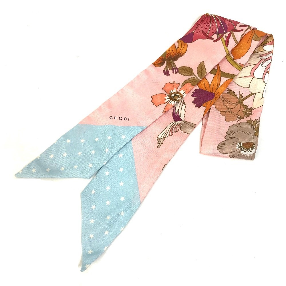 スカーフ 583480 ネックボウ フローラ 花柄 フラワー バンドースカーフ シルク ピンク