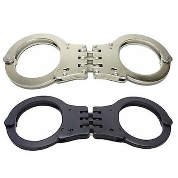 手錠 トリプルリング ステンレス ブラック/シルバー 鍵 ポリス 警察 護身 グッズ コスプレ 本物 拘束 護身用品 警察グッズ ポリスグッズ ハンドカフ 手枷