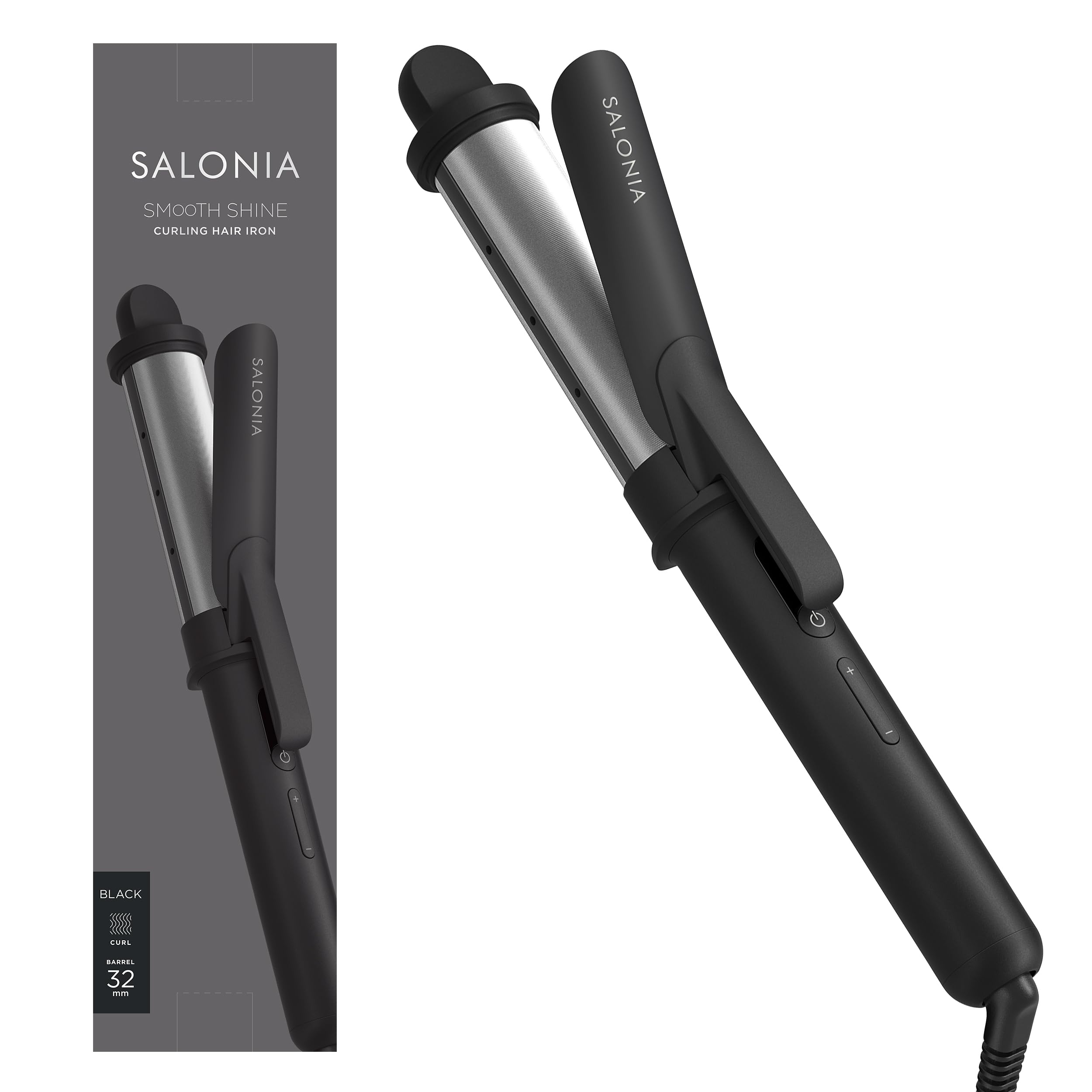 SALONIA サロニア スムースシャイン カールアイロン ヘアアイロン コテ 32mm SAL23106BK ブラック